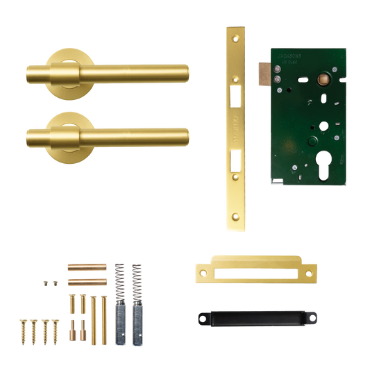 Momo Belgravia Plain Solid Brass Mortice Lock Passage Lever Set In Brushed Satin Brass