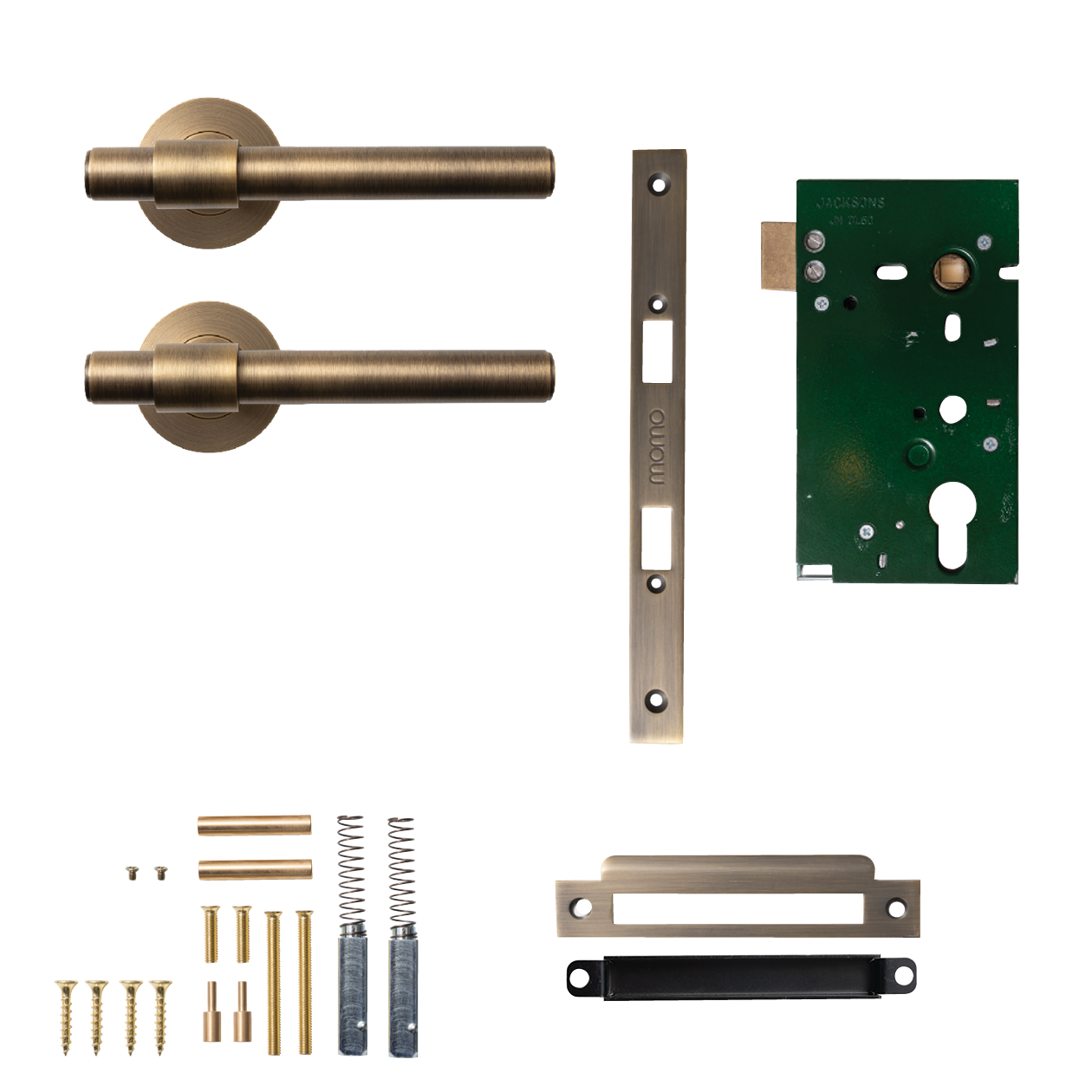 Momo Belgravia Plain Solid Brass Mortice Lock Passage Lever Set In Dark Brushed Brass