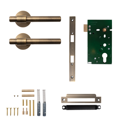 Momo Belgravia Plain Solid Brass Mortice Lock Passage Lever Set In Dark Brushed Brass