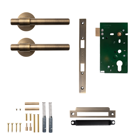 Momo Belgravia Plain Solid Brass Mortice Lock Passage Lever Set In Dark Brushed Brass