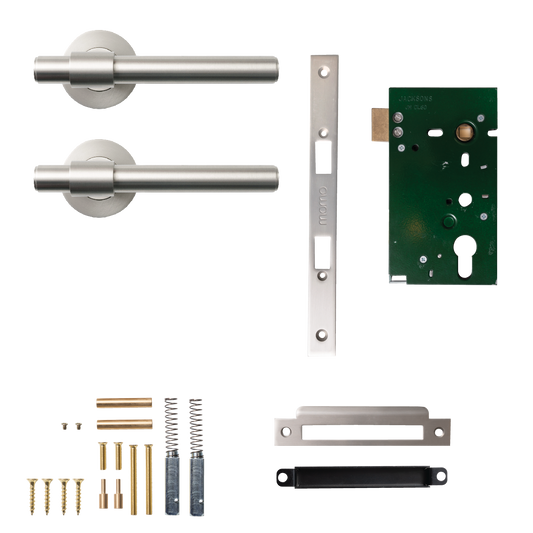 Momo Belgravia Plain Solid Brass Mortice Lock Passage Lever Set In Dull Brushed Nickel