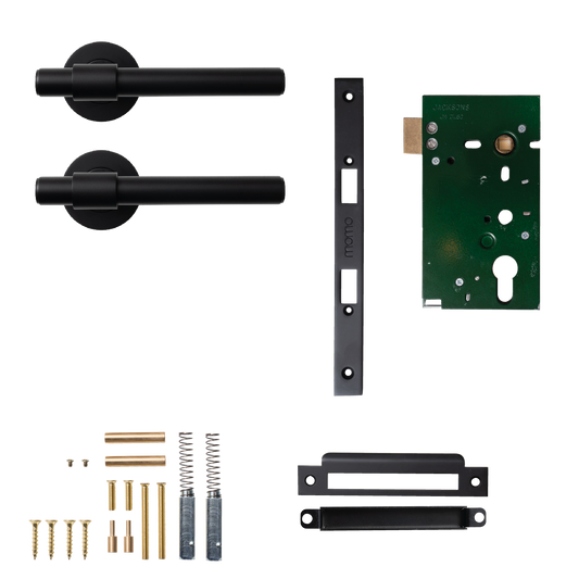 Momo Belgravia Plain Solid Brass Mortice Lock Passage Lever Set In Matt Black