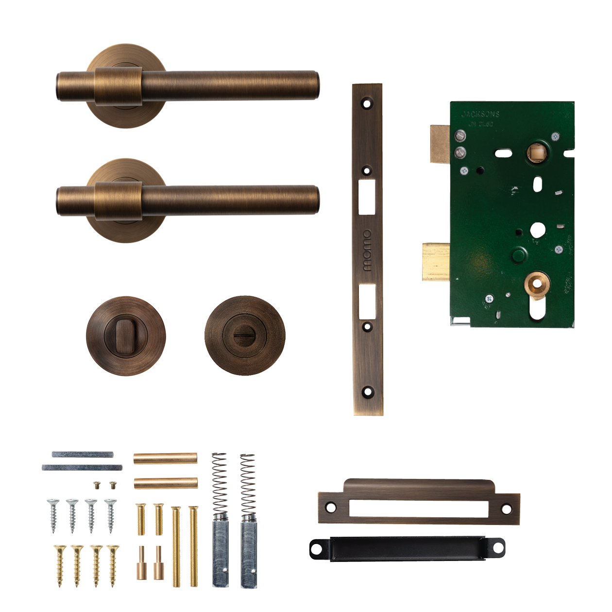 Momo Belgravia Plain Solid Brass Mortice Lock Privacy Lever Set In Bronze