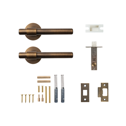 Momo Belgravia Plain Solid Brass Tubular Latch Passage Lever Set In Bronze