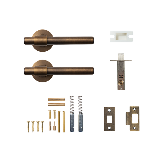 Momo Belgravia Plain Solid Brass Tubular Latch Passage Lever Set In Bronze