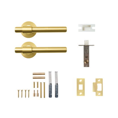 Momo Belgravia Plain Solid Brass Tubular Latch Passage Lever Set In Brushed Satin Brass