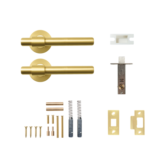 Momo Belgravia Plain Solid Brass Tubular Latch Passage Lever Set In Brushed Satin Brass