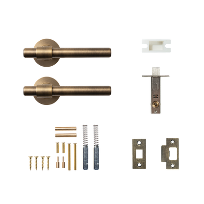 Momo Belgravia Plain Solid Brass Tubular Latch Passage Lever Set In Dark Brushed Brass