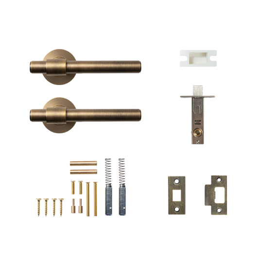 Momo Belgravia Plain Solid Brass Tubular Latch Passage Lever Set In Dark Brushed Brass