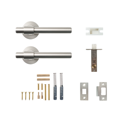 Momo Belgravia Plain Solid Brass Tubular Latch Passage Lever Set In Dull Brushed Nickel