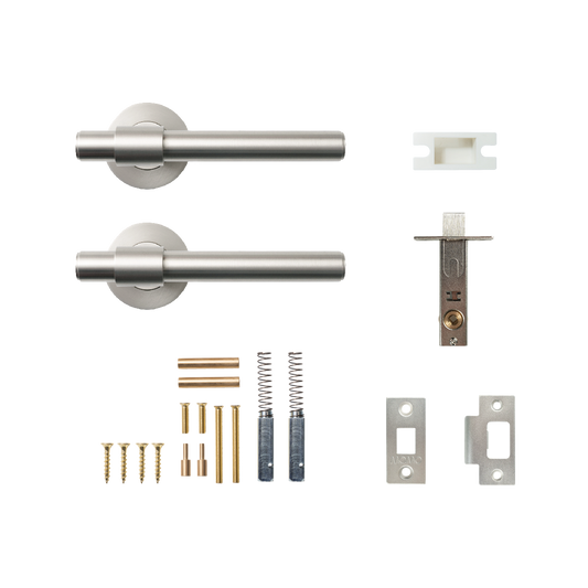 Momo Belgravia Plain Solid Brass Tubular Latch Passage Lever Set In Dull Brushed Nickel