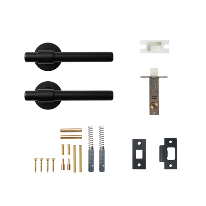Momo Belgravia Plain Solid Brass Tubular Latch Passage Lever Set In Matt Black