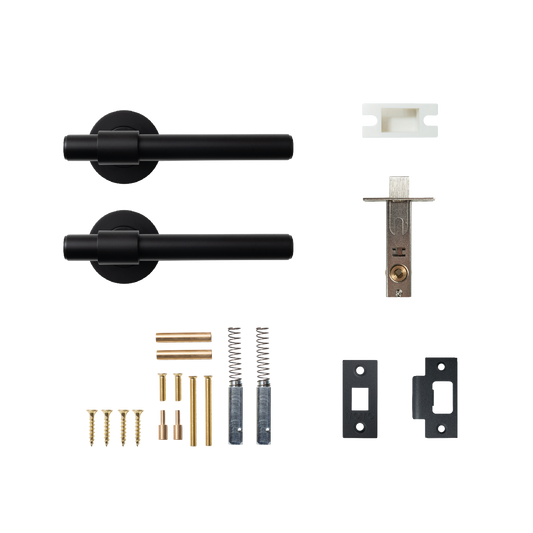 Momo Belgravia Plain Solid Brass Tubular Latch Passage Lever Set In Matt Black