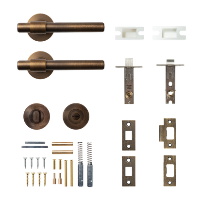 Momo Belgravia Plain Solid Brass Tubular Latch Privacy Lever Set In Bronze