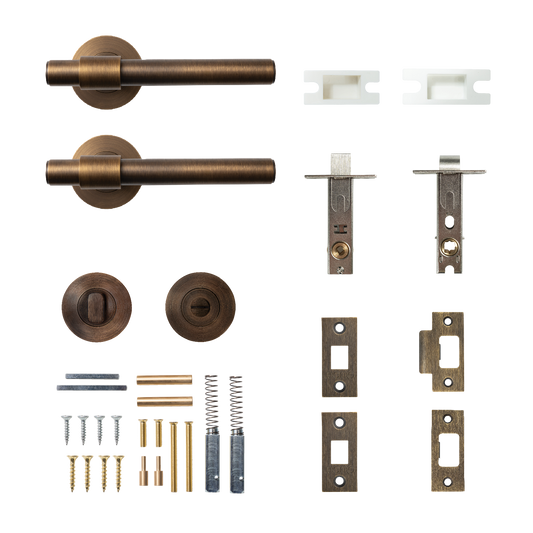 Momo Belgravia Plain Solid Brass Tubular Latch Privacy Lever Set In Bronze