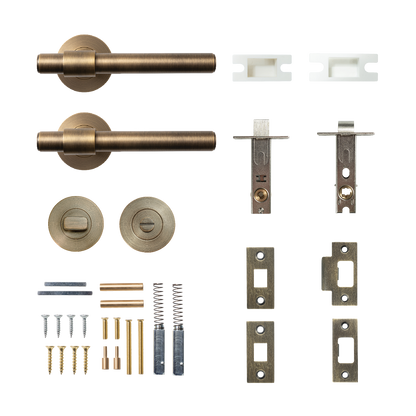 Momo Belgravia Plain Solid Brass Tubular Latch Privacy Lever Set In Dark Brushed Brass