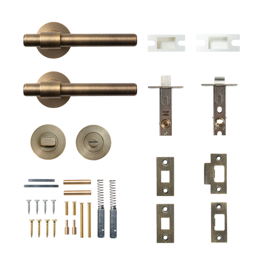 Momo Belgravia Plain Solid Brass Tubular Latch Privacy Lever Set In Dark Brushed Brass