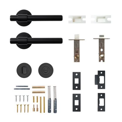 Momo Belgravia Plain Solid Brass Tubular Latch Privacy Lever Set In Matt Black