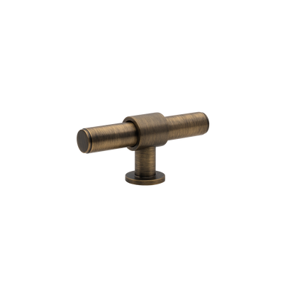 Momo Belgravia Plain T Knob  Solid Brass 82mm in Dark Brushed Brass