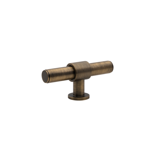 Momo Belgravia Plain T Knob  Solid Brass 82mm in Dark Brushed Brass
