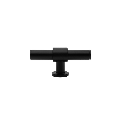 Momo Belgravia Plain T Knob  Solid Brass 82mm in Matt Black (1)