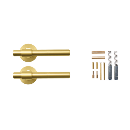 Momo Belgravia Plain Lever Handle Set Brushed Satin Brass (2)