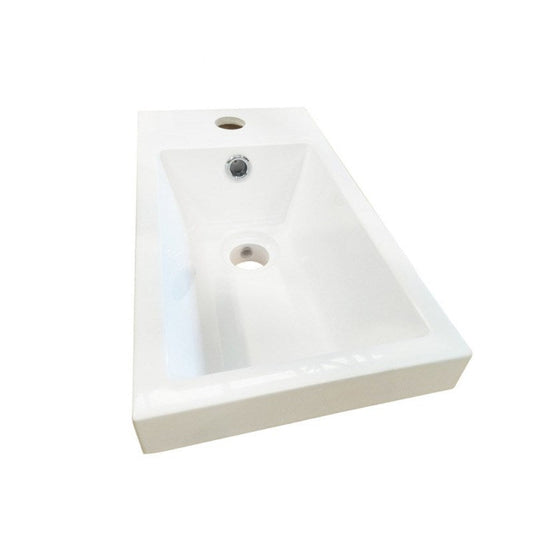 Wall Hung White Basin 395*210*150mm (Right Tap Hole, with Overflow)