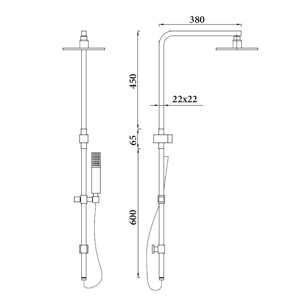 Square Shower Set in Brushed Nickel