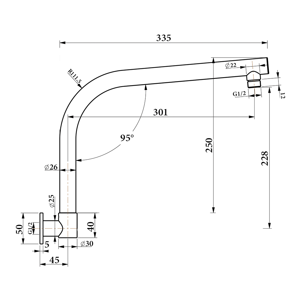 Round Shower Arm