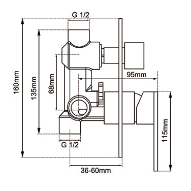 LUCID PIN Round Brushed Nickel Shower/Bath Mixer Diverter(color up)