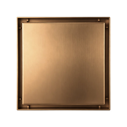 120*120mm Brushed Copper Stainless Steel Tile Insert Floor Drain(80mm Outlet)