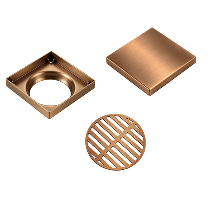 120*120mm Brushed Copper Stainless Steel Tile Insert Floor Drain(80mm Outlet)