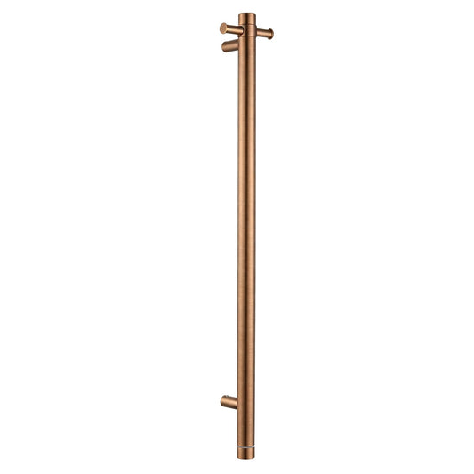 Round Vertical Brushed Copper Electric Heated Towel Rack Single Bar(with Timer)