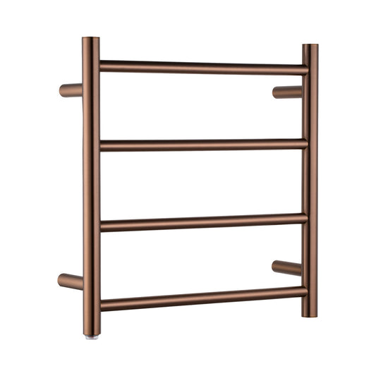 Round Light Brushed Copper Electric Heated Towel Rack 4 Bars