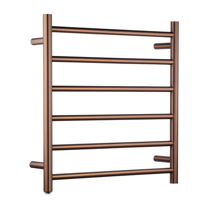 Brushed Brass Round Electric Heated Towel Rack 6 Bars