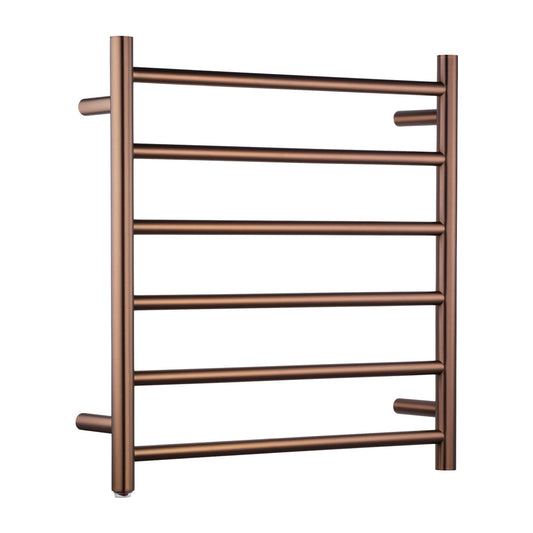 Brushed Brass Round Electric Heated Towel Rack 6 Bars