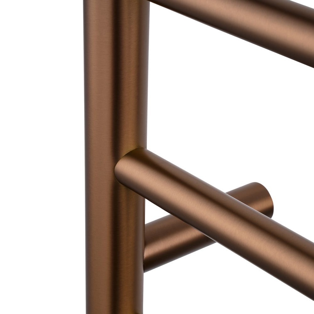 Brushed Brass Round Electric Heated Towel Rack 6 Bars