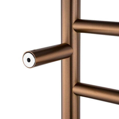 Brushed Brass Round Electric Heated Towel Rack 6 Bars