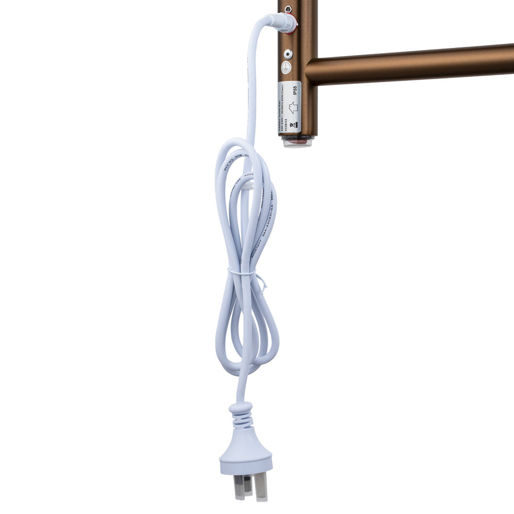 Brushed Brass Round Electric Heated Towel Rack 6 Bars