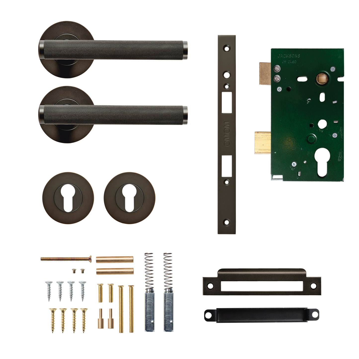 Momo Bellevue Solid Brass Knurled Lever Entrance Set In Dark Bronze