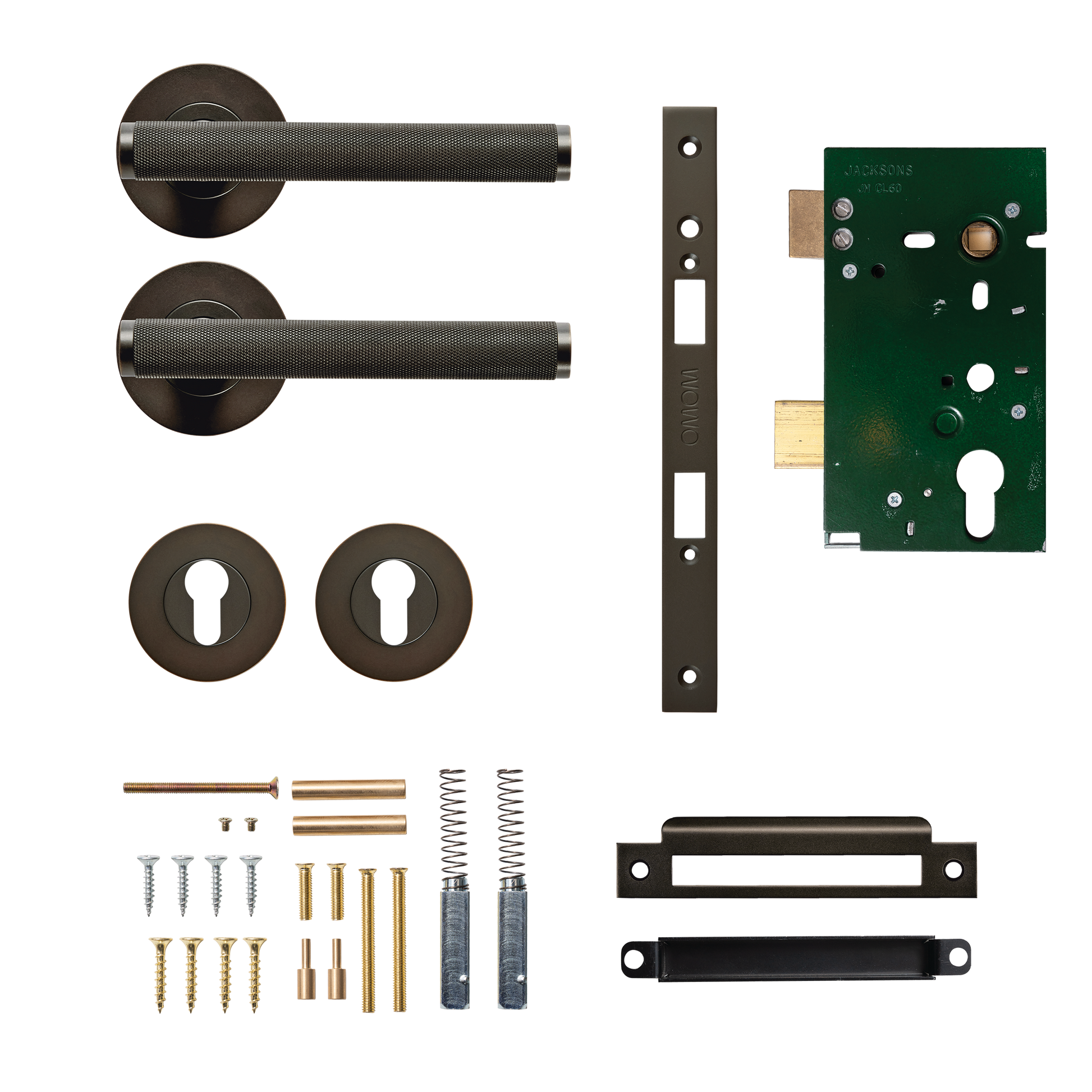 Momo Bellevue Solid Brass Knurled Lever Entrance Set In Dark Bronze