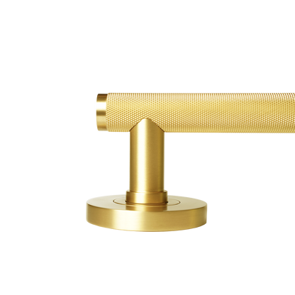 Momo Bellevue Solid Brass Knurled Mortice Lock Passage Lever Set In Brushed Satin Brass (3)