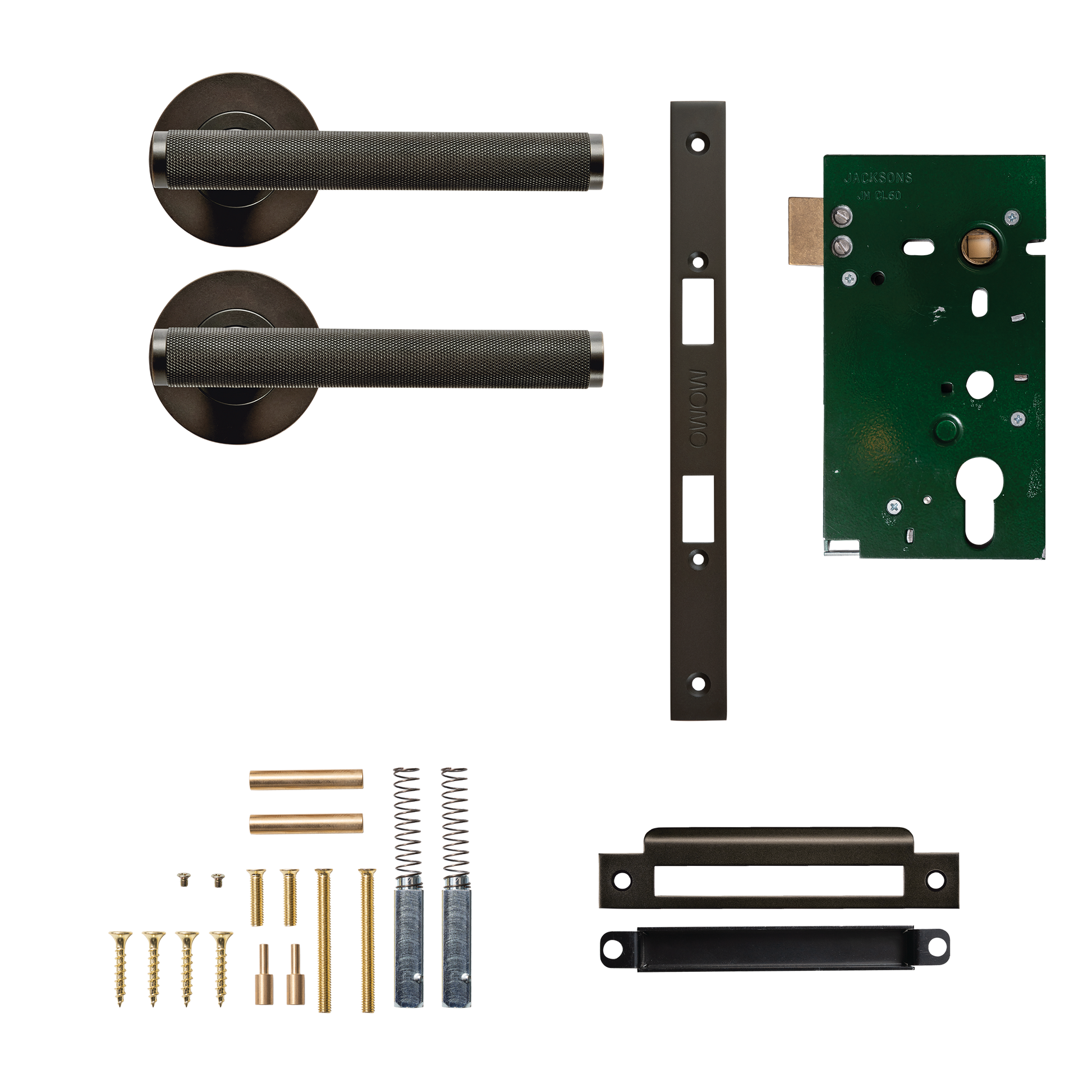 Momo Bellevue Solid Brass Knurled Tubular Latch Passage Lever Set In Dark Bronze