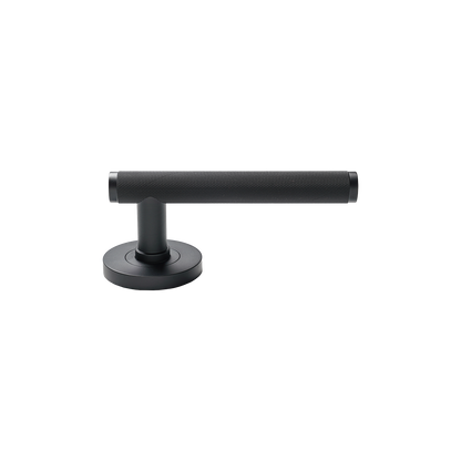 Momo Bellevue Solid Brass Knurled Lever Entrance Set In Matt Black (2)