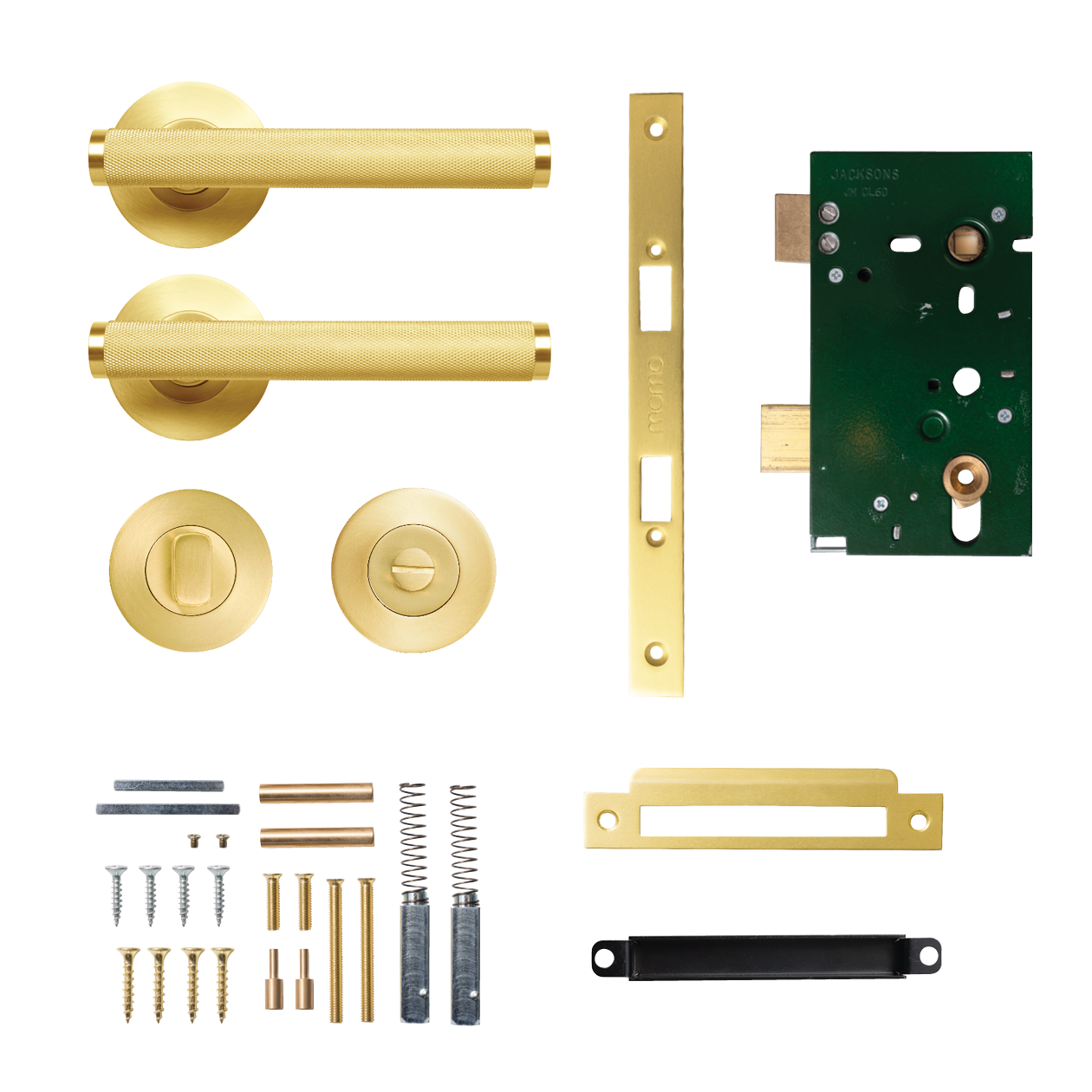 Momo Bellevue Solid Brass Knurled Mortice Lock Privacy Lever Set In Brushed Satin Brass