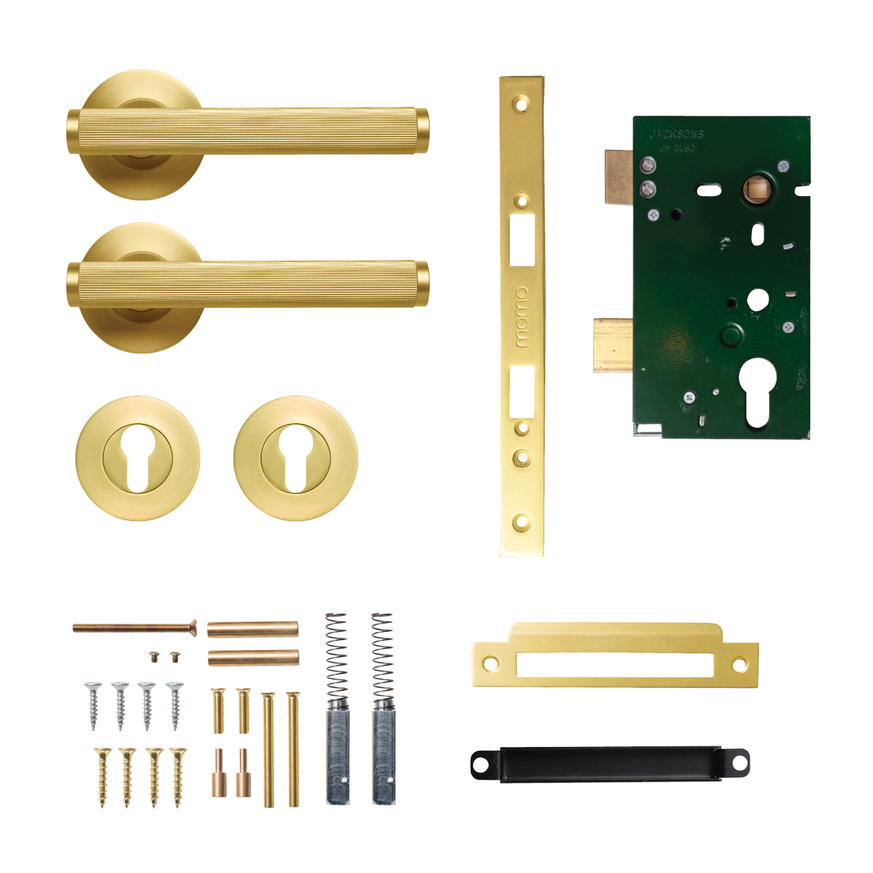 Momo Bellevue Solid Brass Lined Lever Entrance Set In Brushed Satin Brass