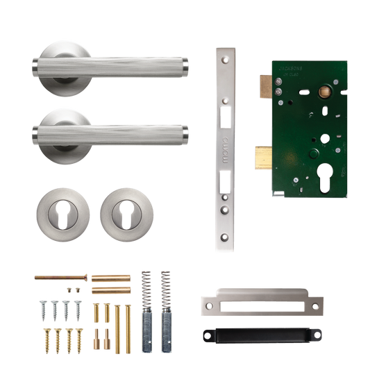 Momo Bellevue Solid Brass Lined Lever Entrance Set In Dull Brushed Nickel