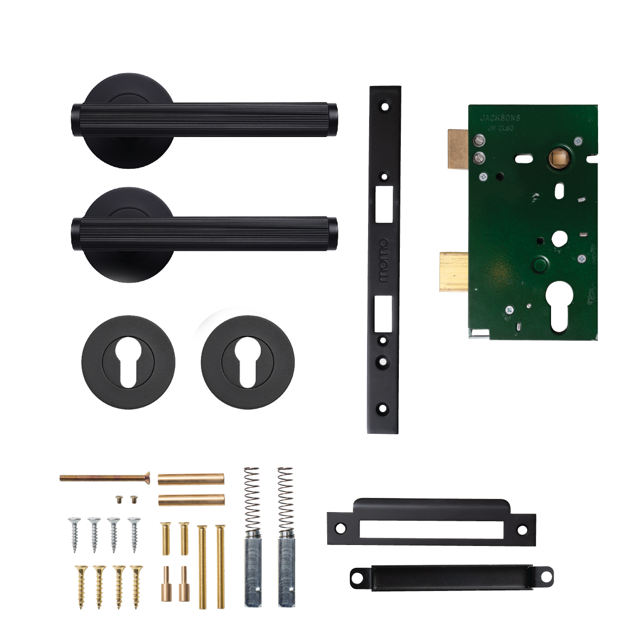 Momo Bellevue Solid Brass Lined Lever Entrance Set In Matt Black