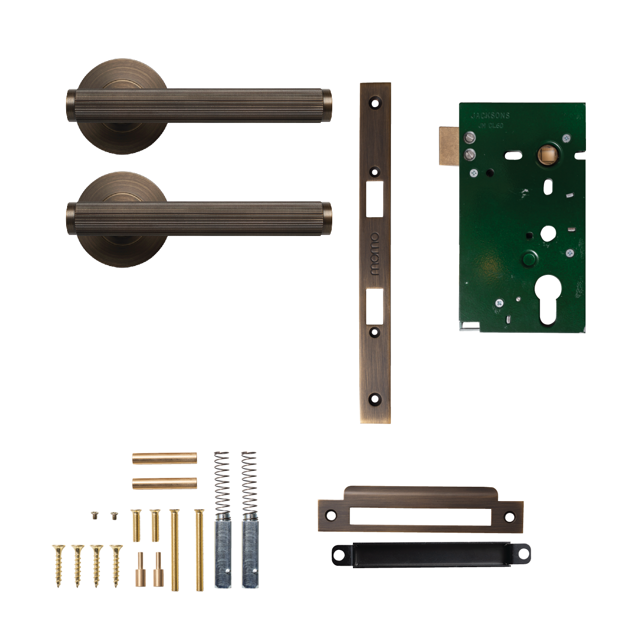 Momo Bellevue Solid Brass Lined Mortice Lock Passage Lever Set In Bronze