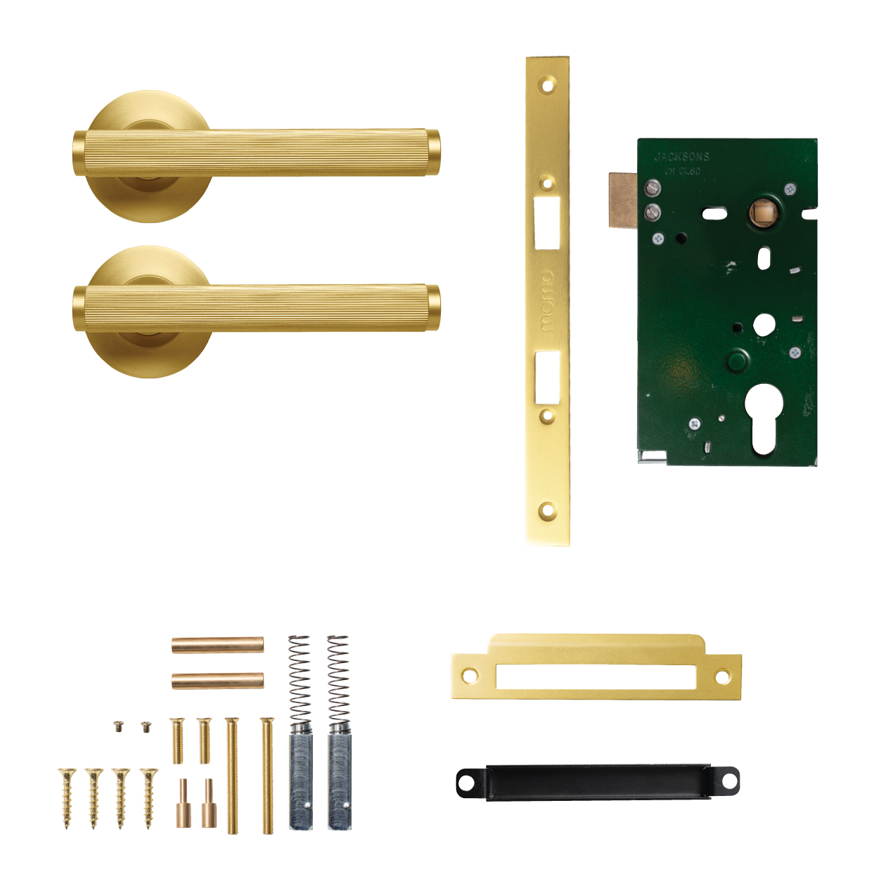Momo Bellevue Solid Brass Lined Mortice Lock Passage Lever Set In Brushed Satin Brass